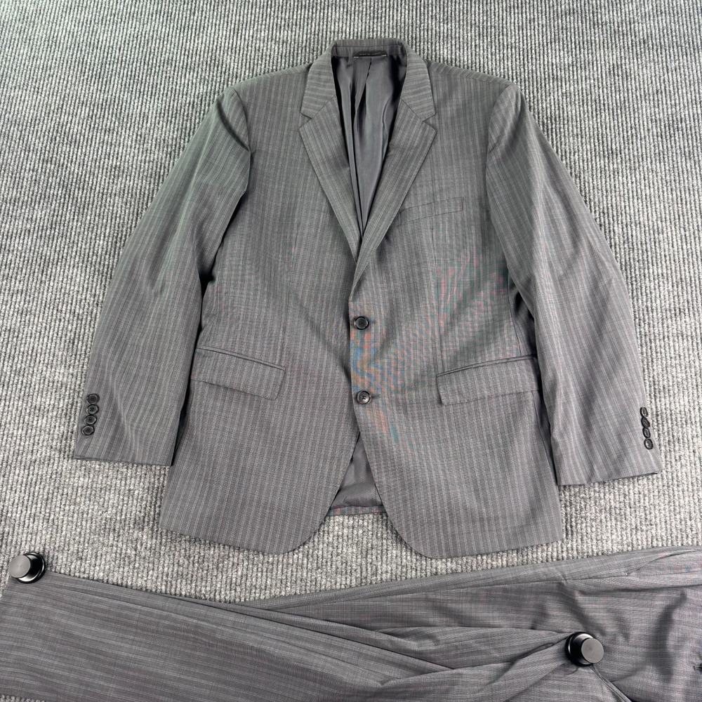 Hugo Boss The James4 Sharp6 Suit 44R Gray Wool Striped 2 Piece Business 36x32